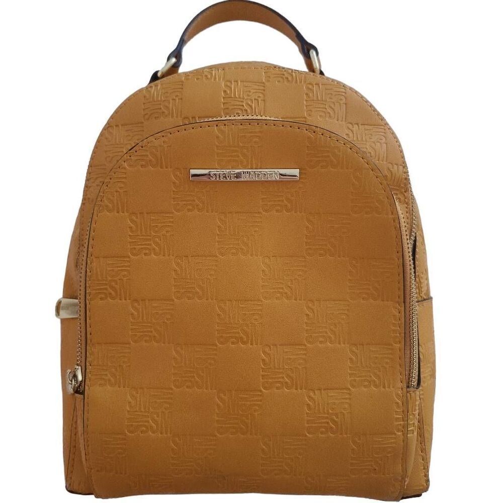 Steve Madden Women's Brown Adjustable Strap Textured Double Handle Backpack EUC